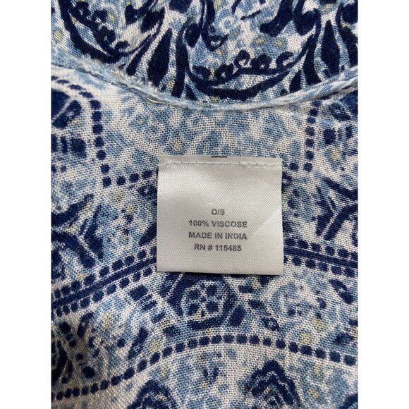 Bohemian Open Kimono Wrap One Size Blue White Handkerchief Festival Syle - Picture 4 of 8